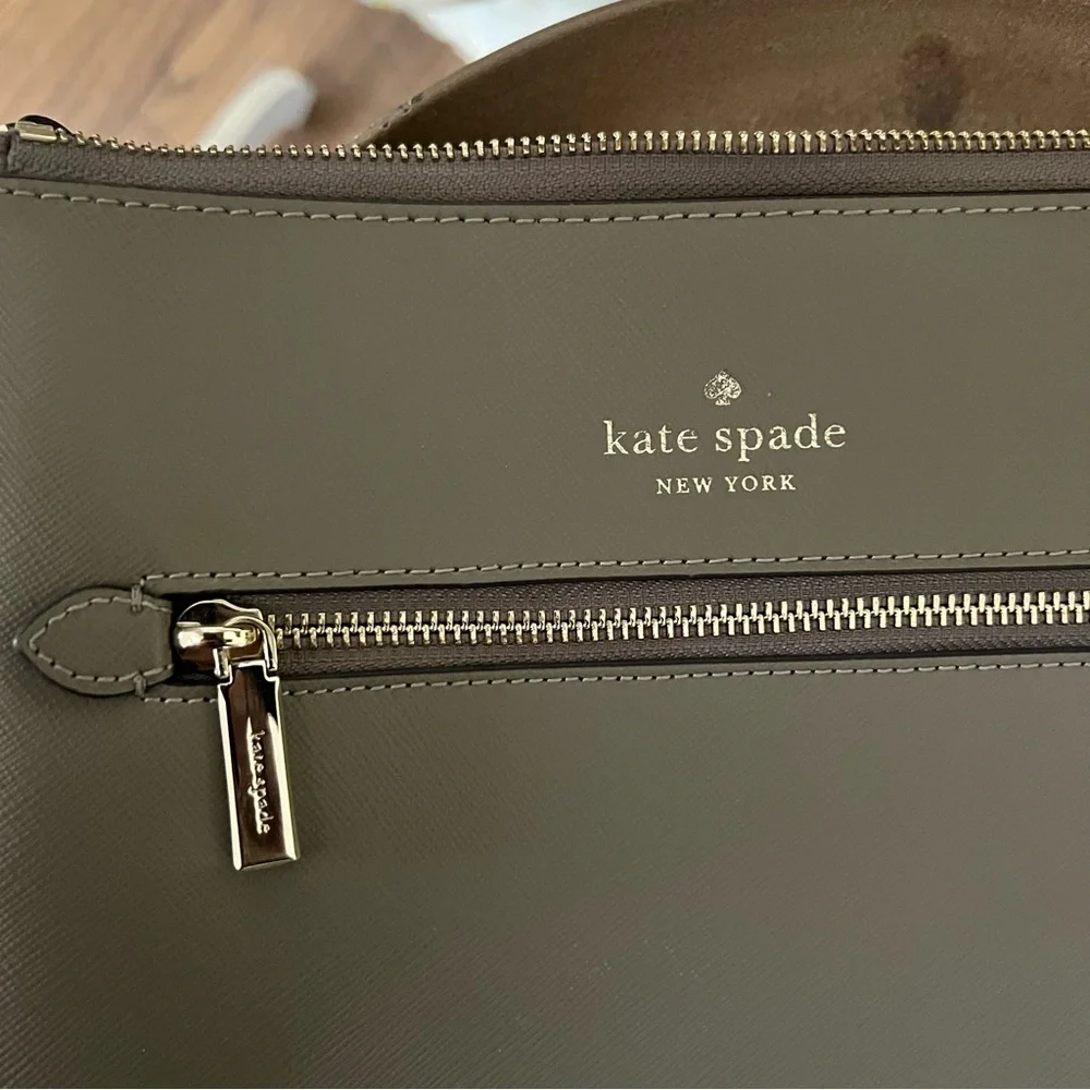 Kate Spade Gray Sadie North South Leather Zip Top Crossbody Bag
